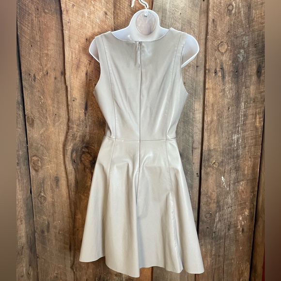 Faux Leather Skater Dress in Taupe - Size 6 - Picture 4 of 13
